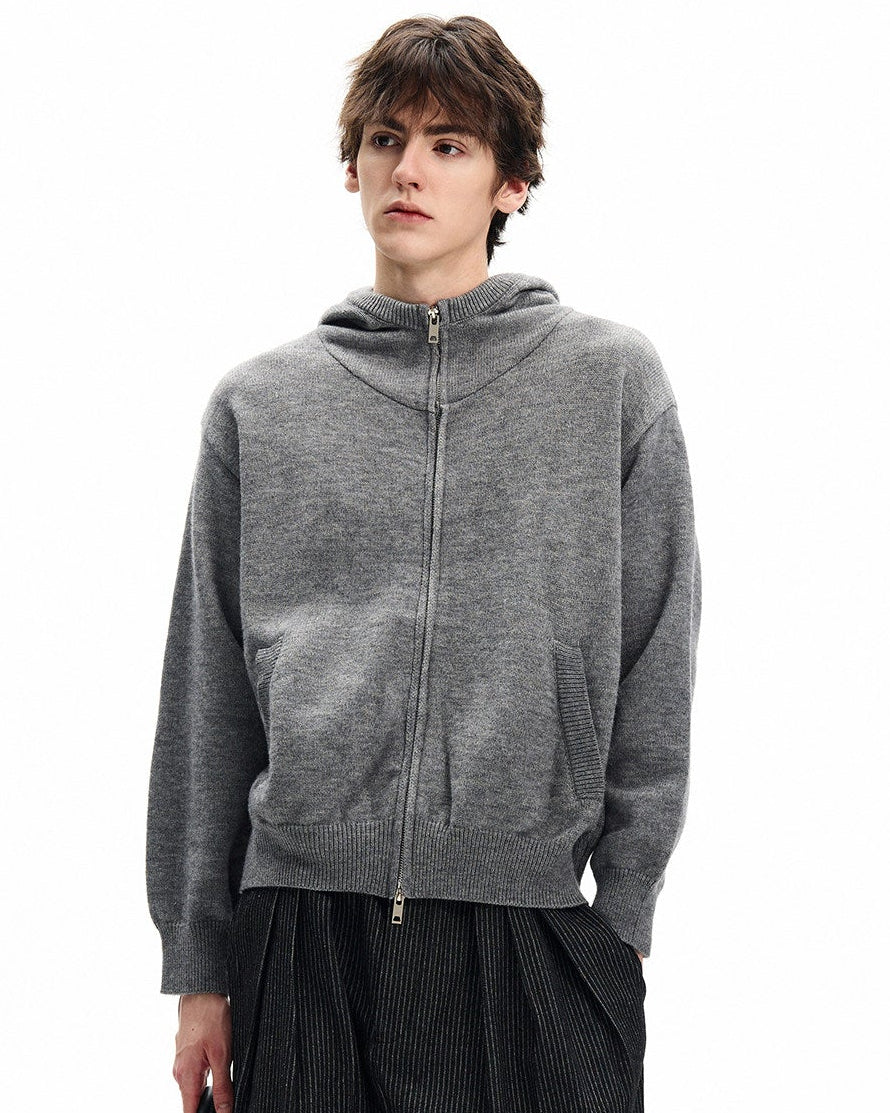 Hooded Knit Harrington Cardigan