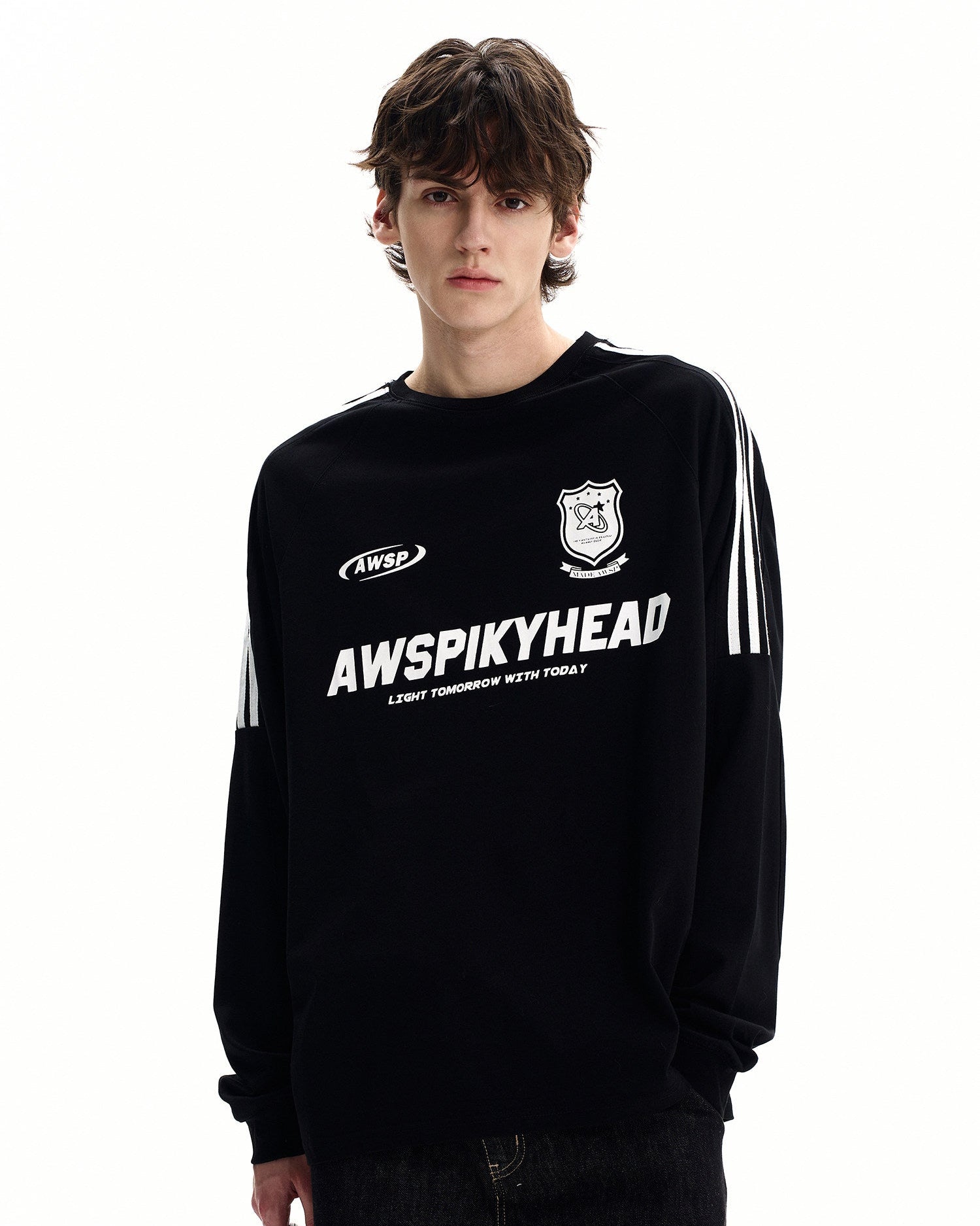 Solid Cotton Blend Crewneck Sweatshirt