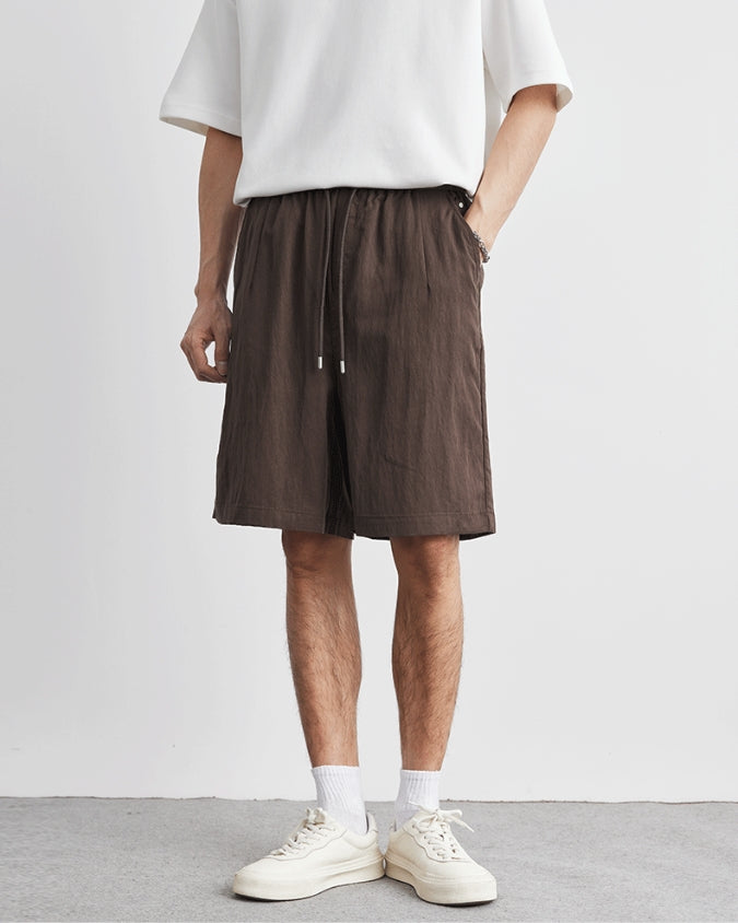 Weite, entspannte Leinenshorts mit Kordelzug