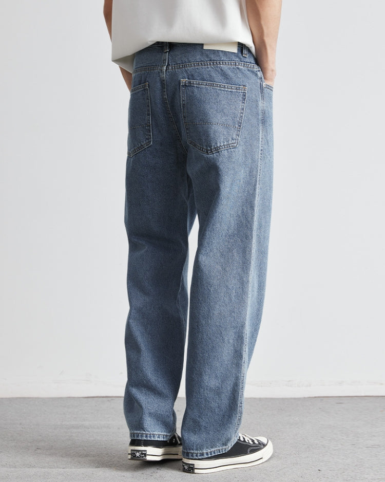 Gewaschene Indigo Classic Straight Denim Jeans