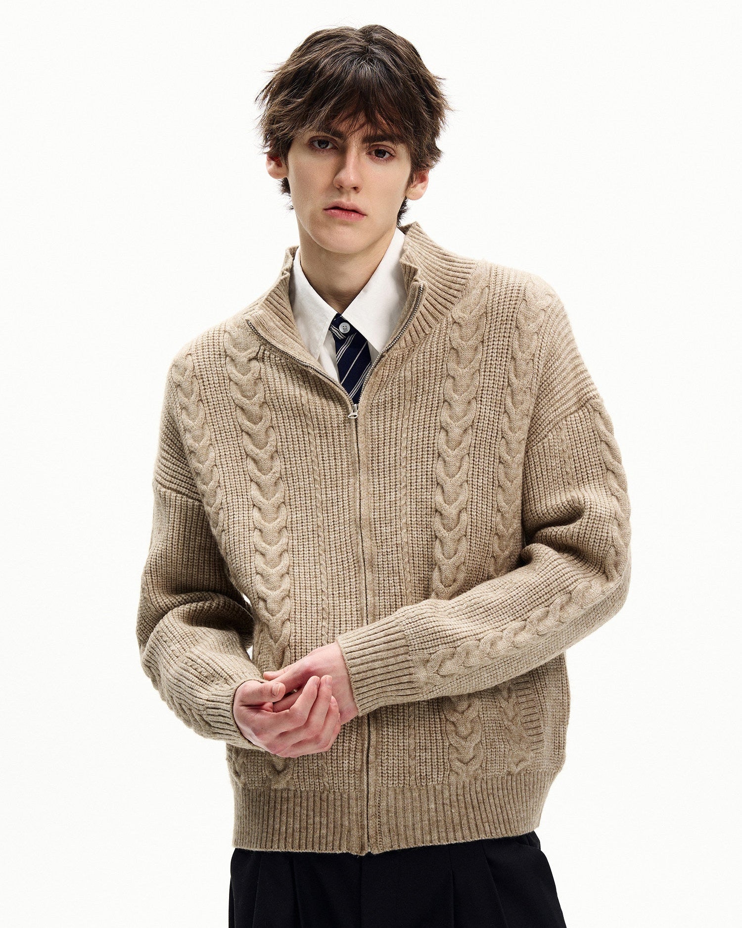 Cable Knit Quarter Zip Sweater