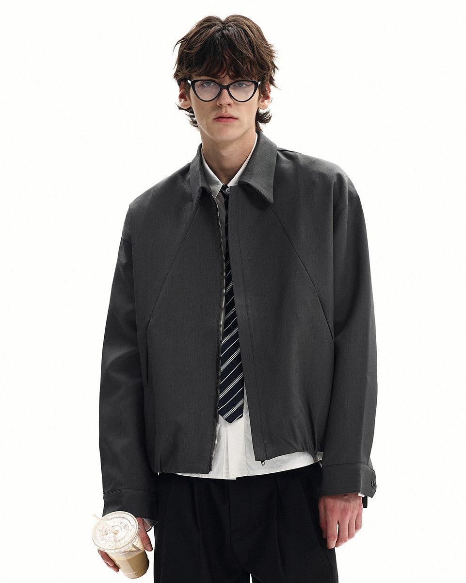 Wool Blend Zip Front Jacket