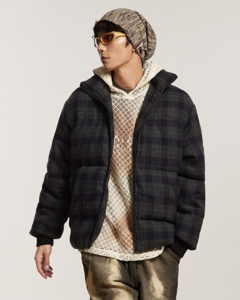 Gesteppte ANSWER ME Jacke mit gesticktem Karo