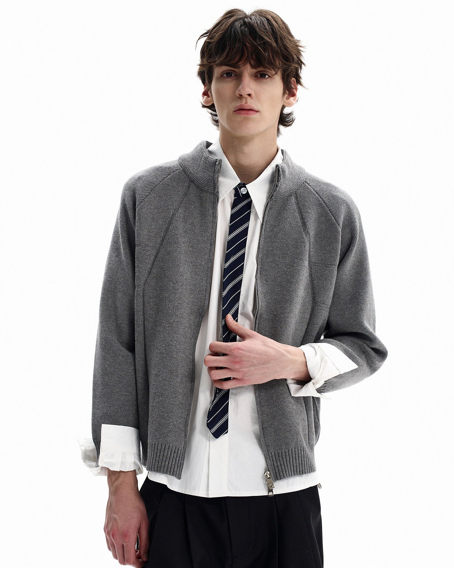 Refined Knit Zip Cardigan