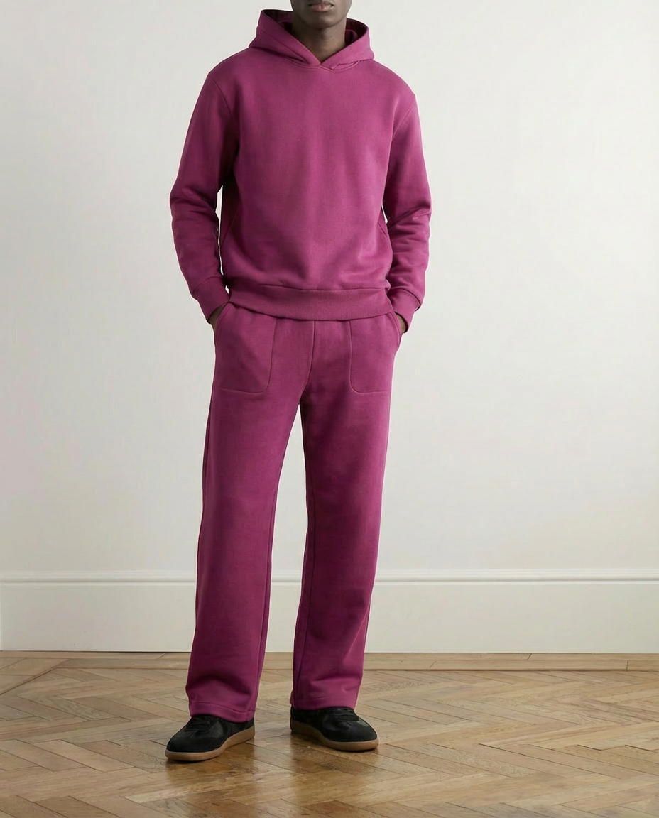 2-piece Loose Fit Hoodie and Joggers Set - Pink