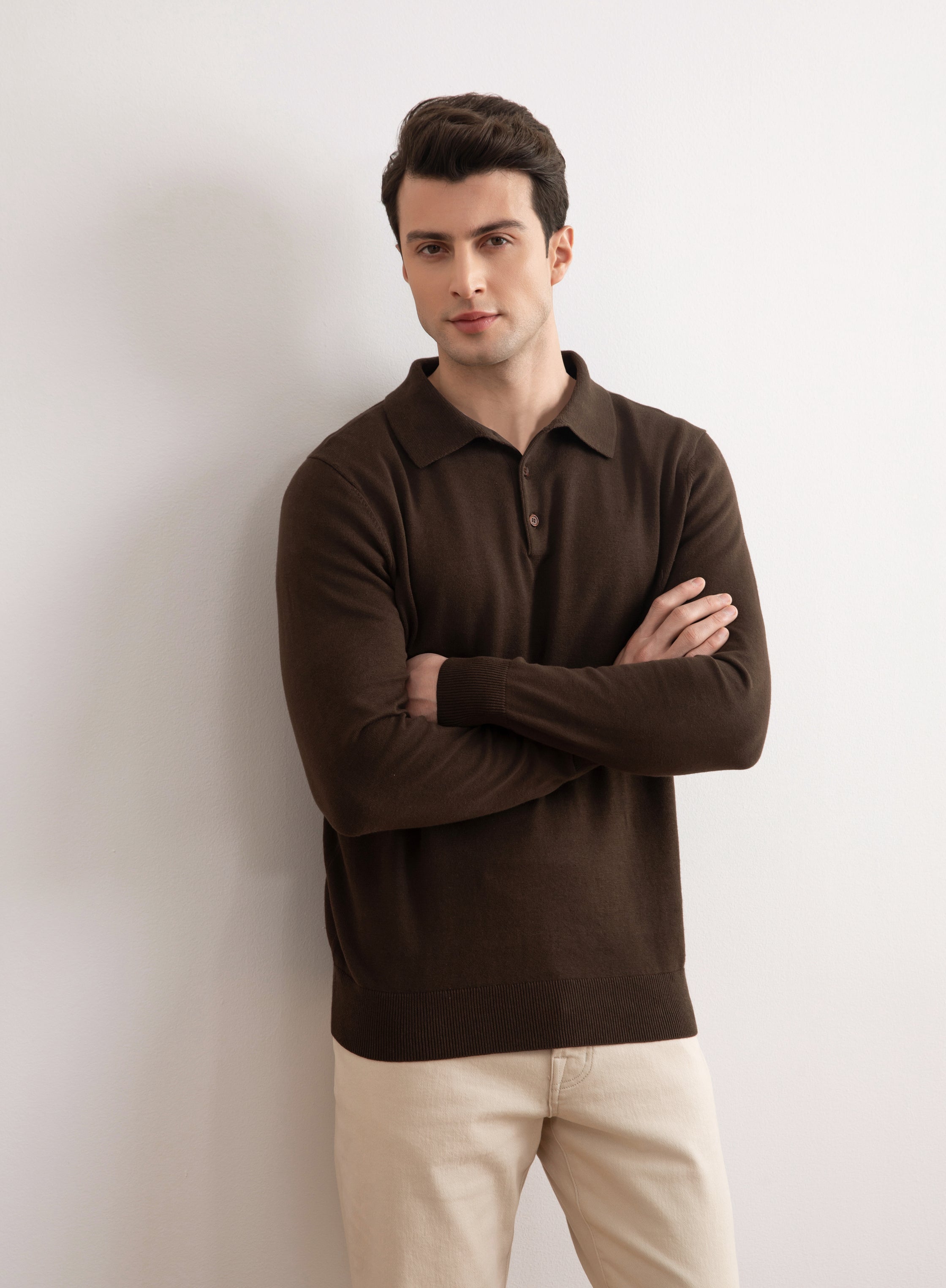 Polo clásico marrón