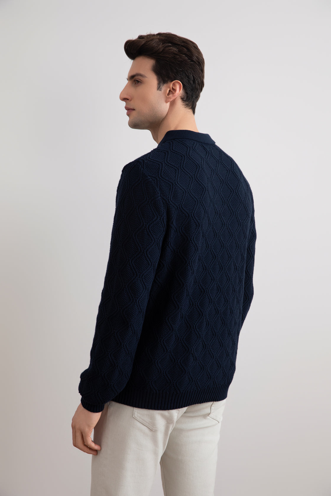 Navy honingraat polotrui