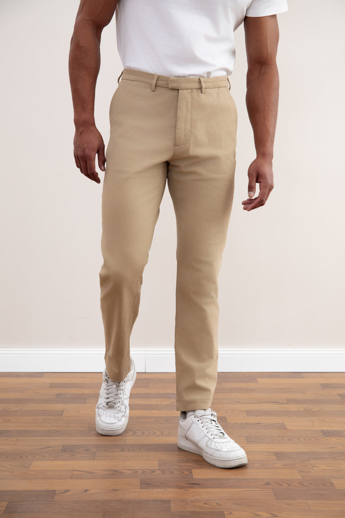 Tan Straight-Fit Winter Pants