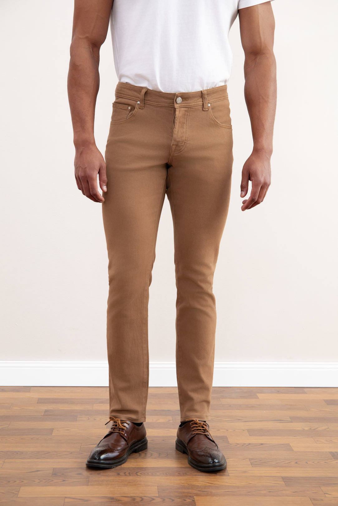 Light Taupe Stretch Five-pockets Jeans