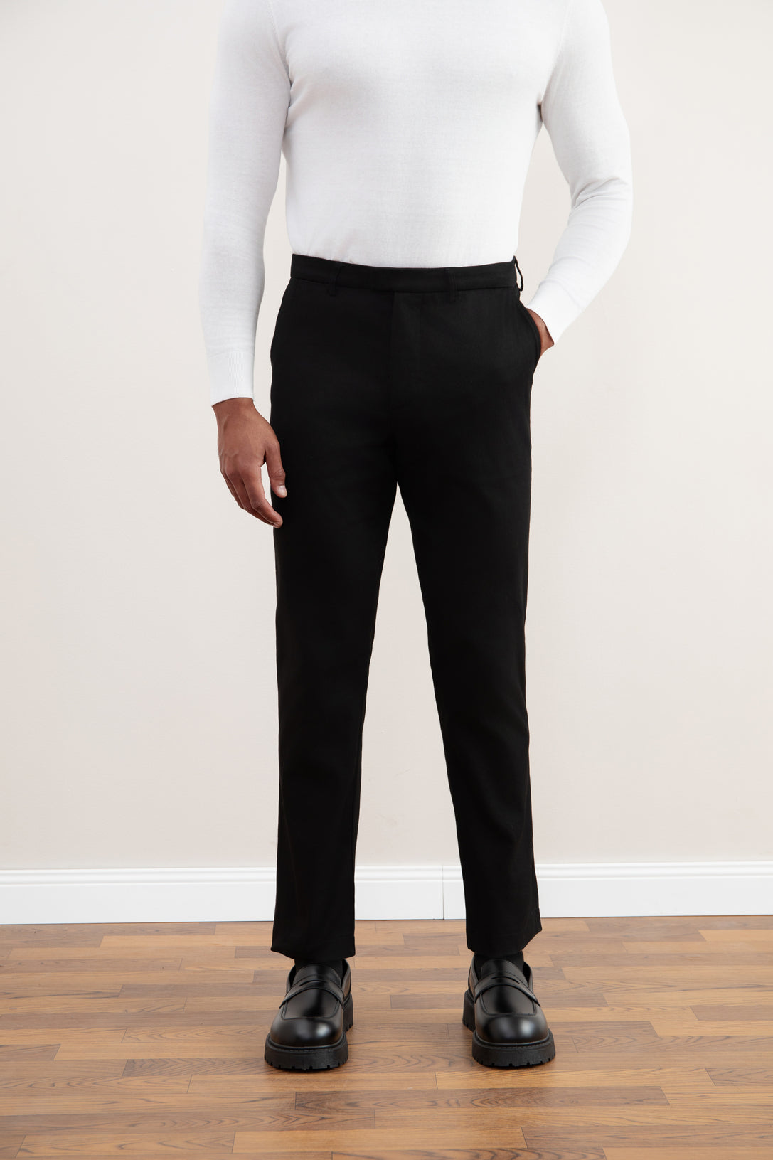 Black Straight-Fit Winter Pants