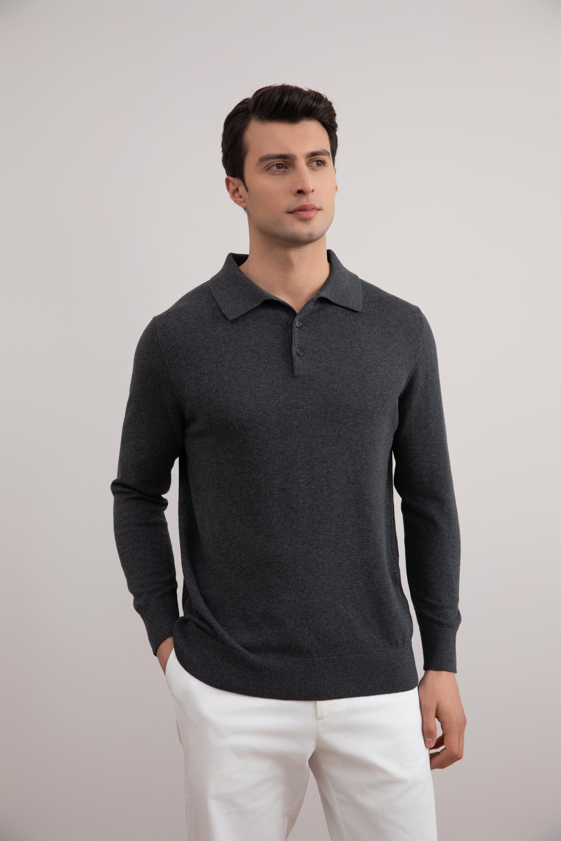 Klassiek antraciet poloshirt