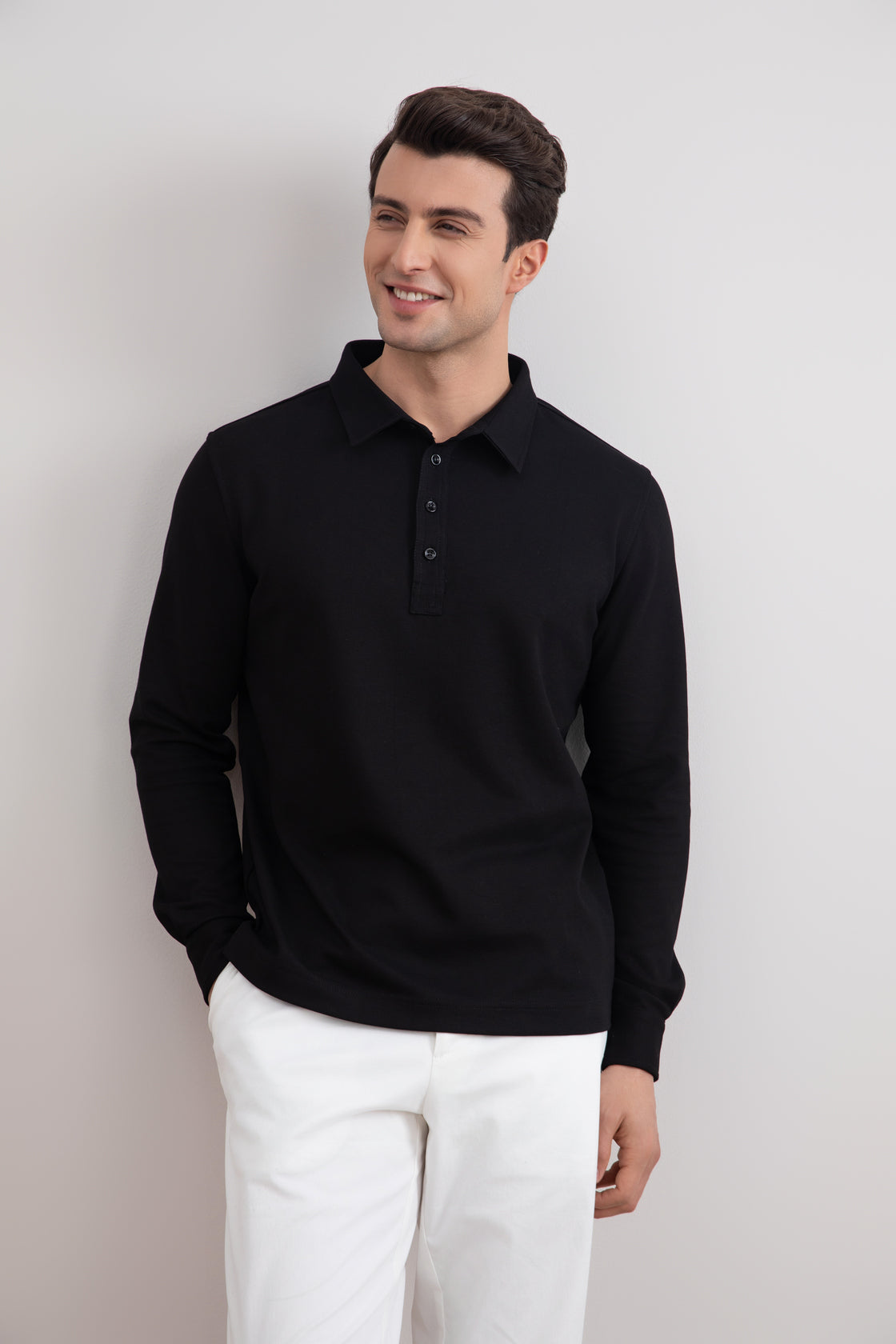 Zwart Jersey Poloshirt