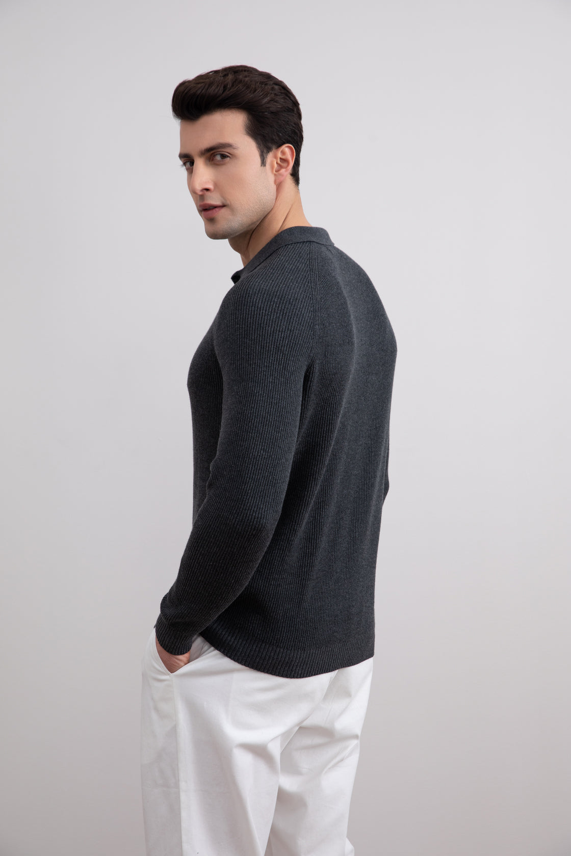 Charcoal Engels Rib Poloshirt