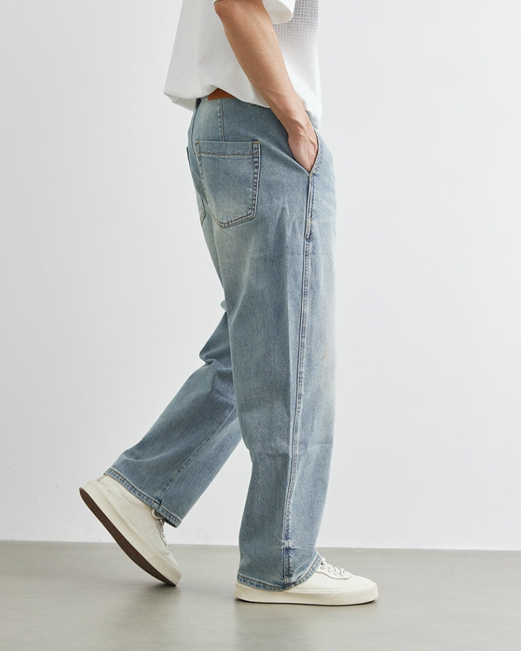 Entspannte Vintage-Waschung Jeans mit geradem Bein