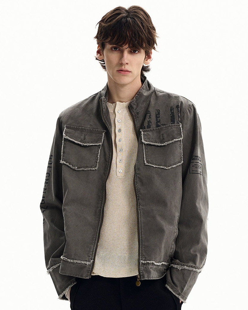 Washed Cotton Zip Utility Jacket
