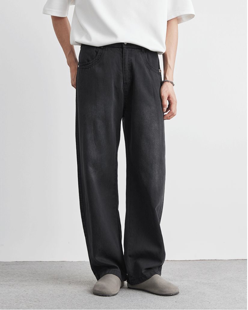 Gewaschene Easy Straight-Leg Denim Jeans