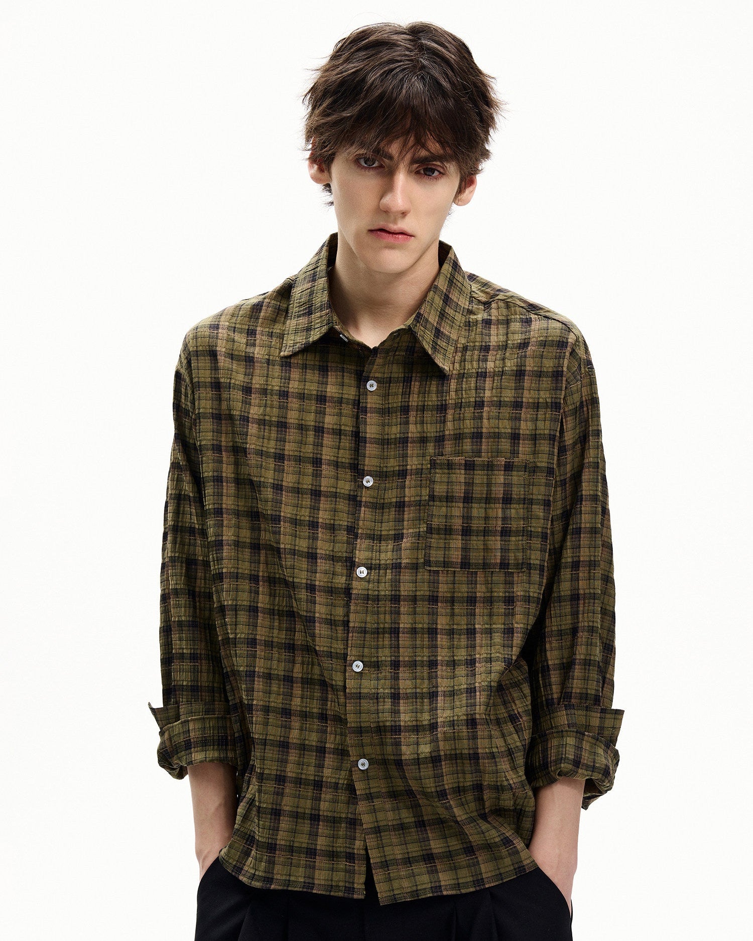 Brushed Plaid Cotton Shirt