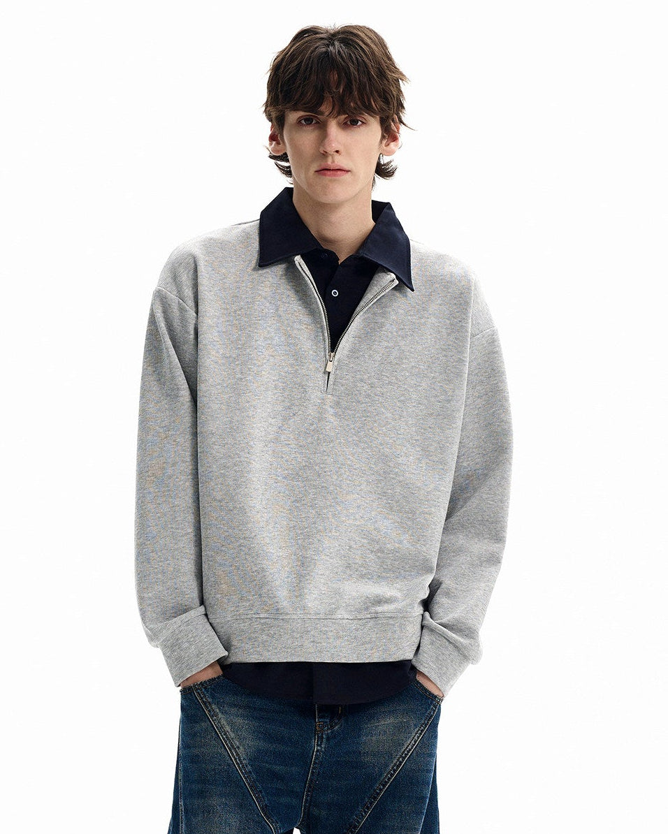 Minimal Half Zip Cotton Sweater