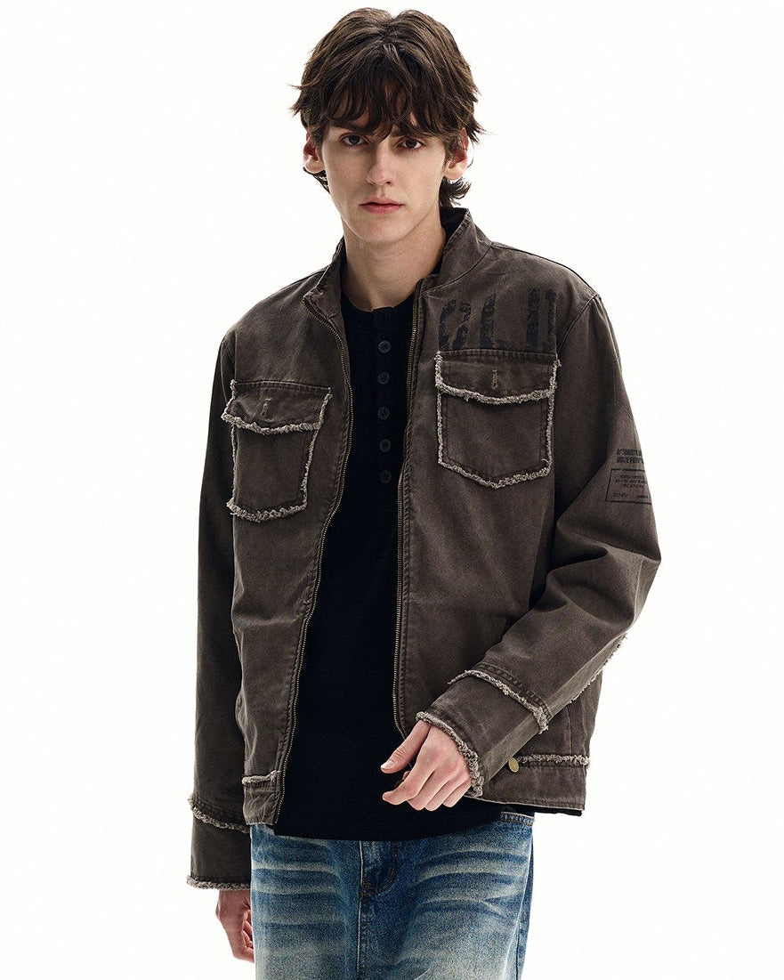 Washed Cotton Zip Field Jacket