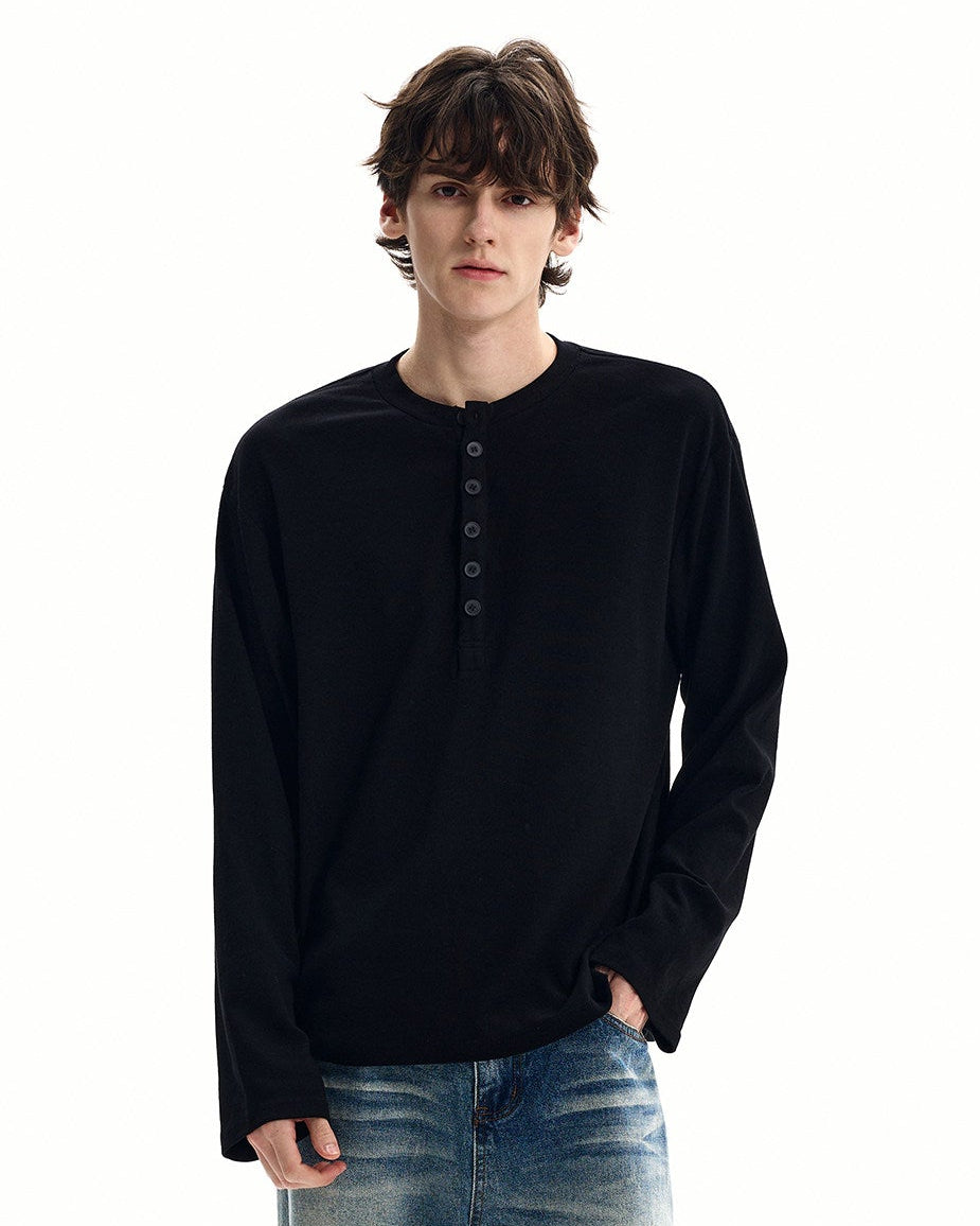 Waffle Knit Cotton Henley