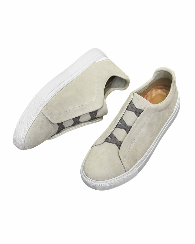 Sneaker sans lacets en daim olive