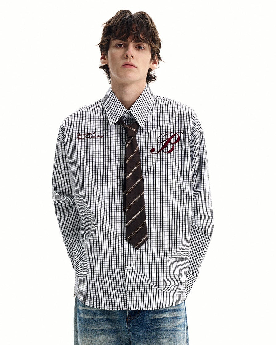 Checked Cotton Embroidered Shirt