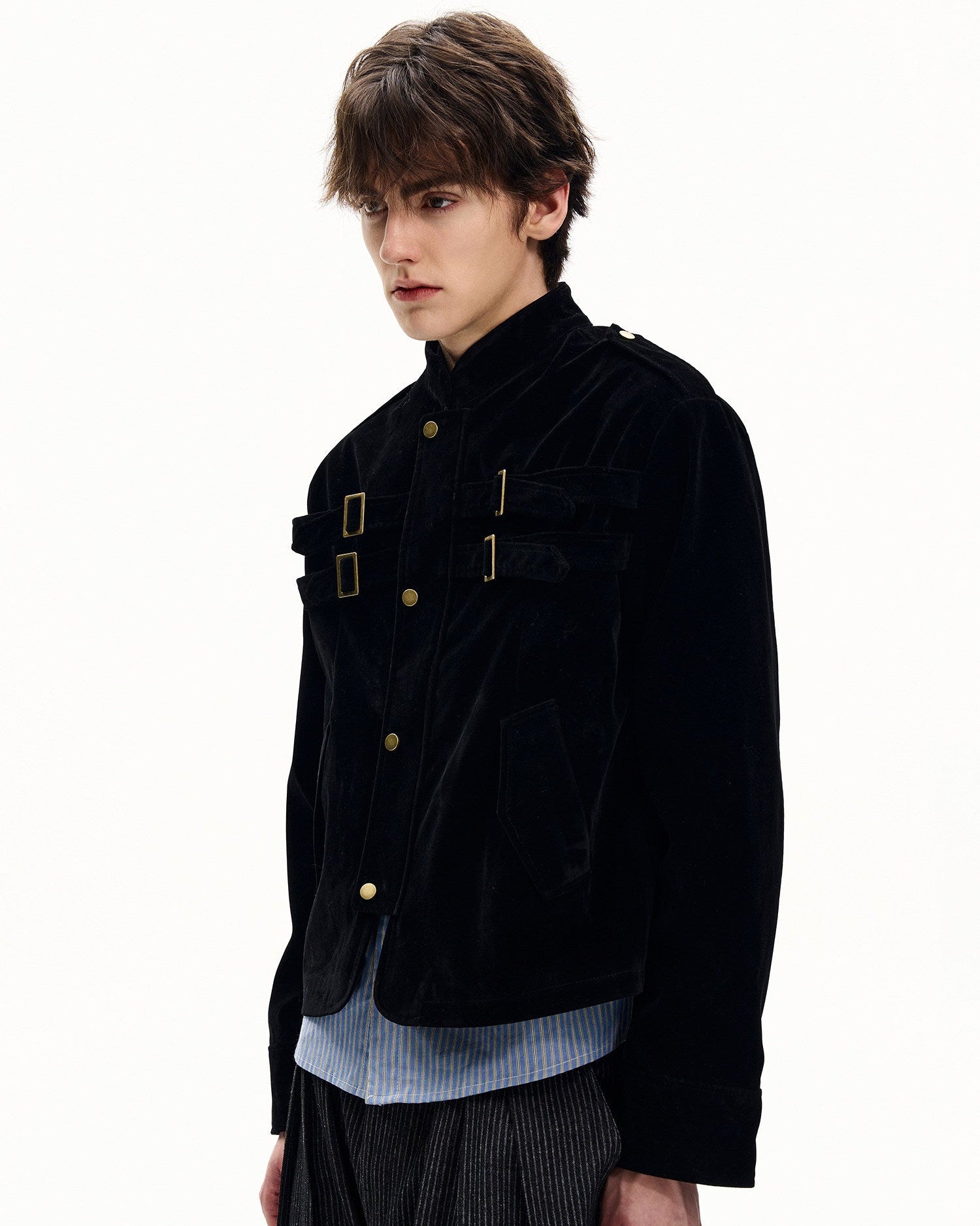 Buckle Detail Velvet Jacket