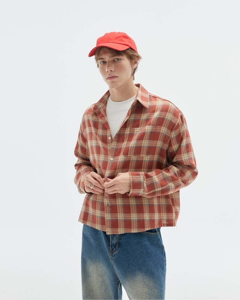 Chemise à carreaux 2 tons, coupe décontractée