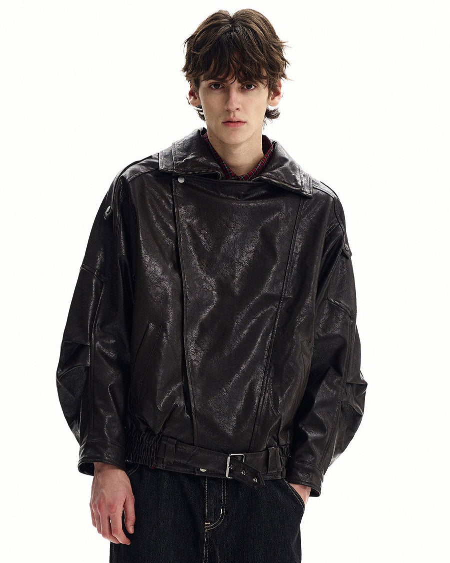 Modern Leather Stand Collar Jacket