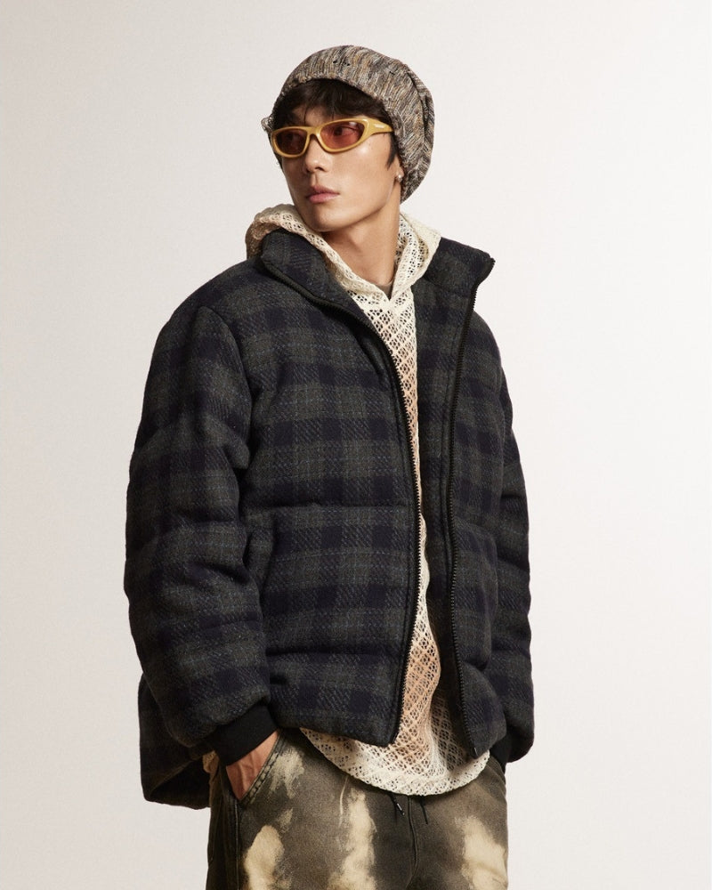 Gesteppte ANSWER ME Jacke mit gesticktem Karo