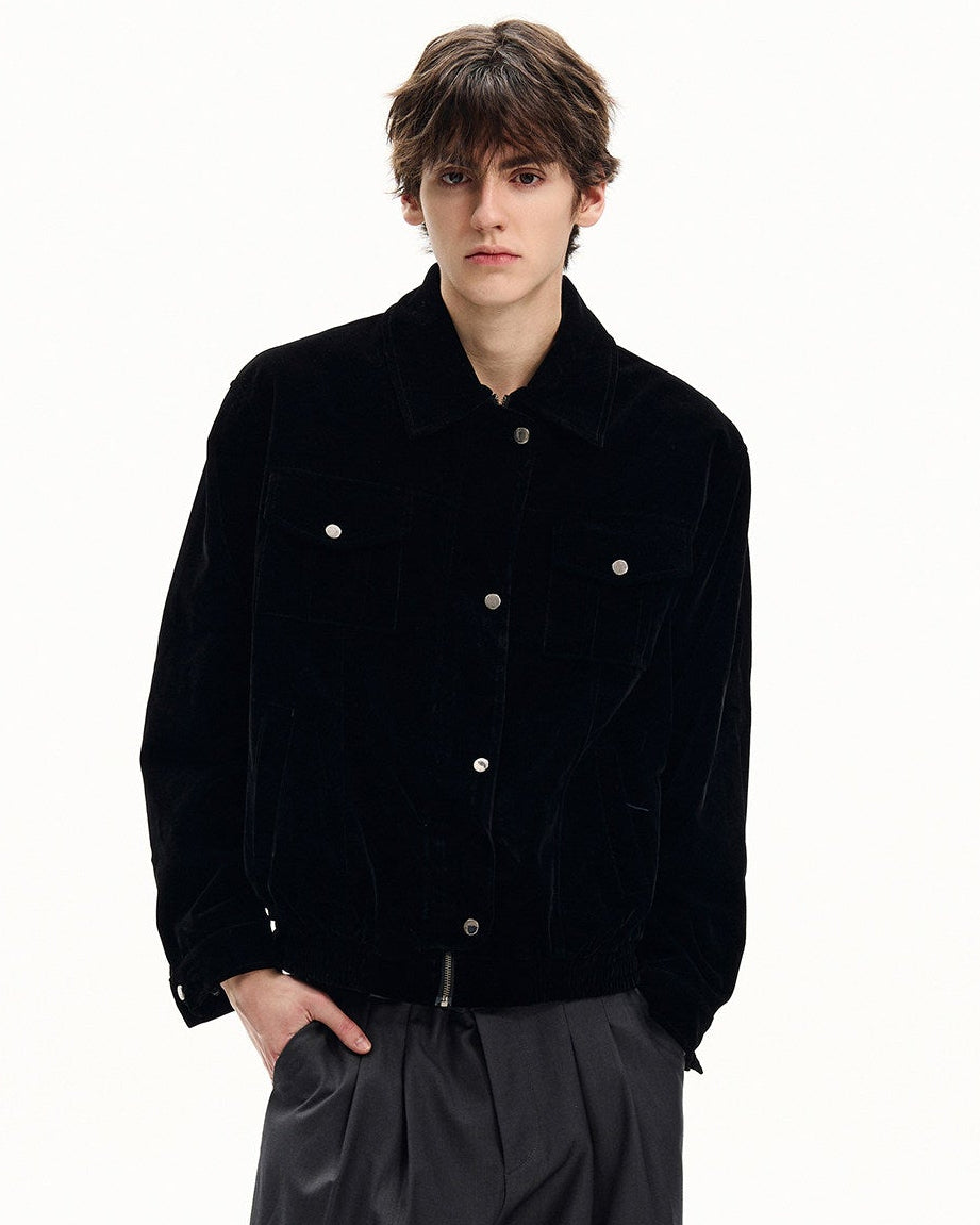 Suede-Feel Cotton Trucker Jacket