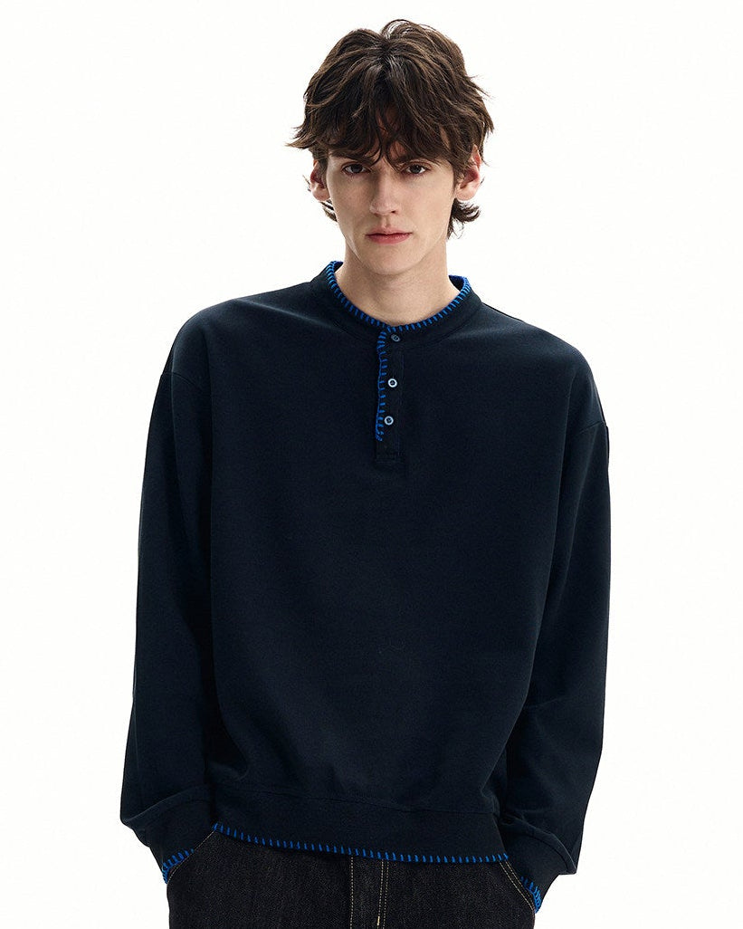 Clean Knit Henley Sweatshirt