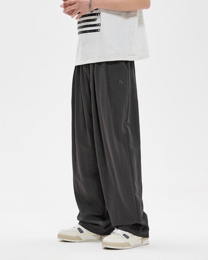 Pantalon décontracté brodé et à jambe large