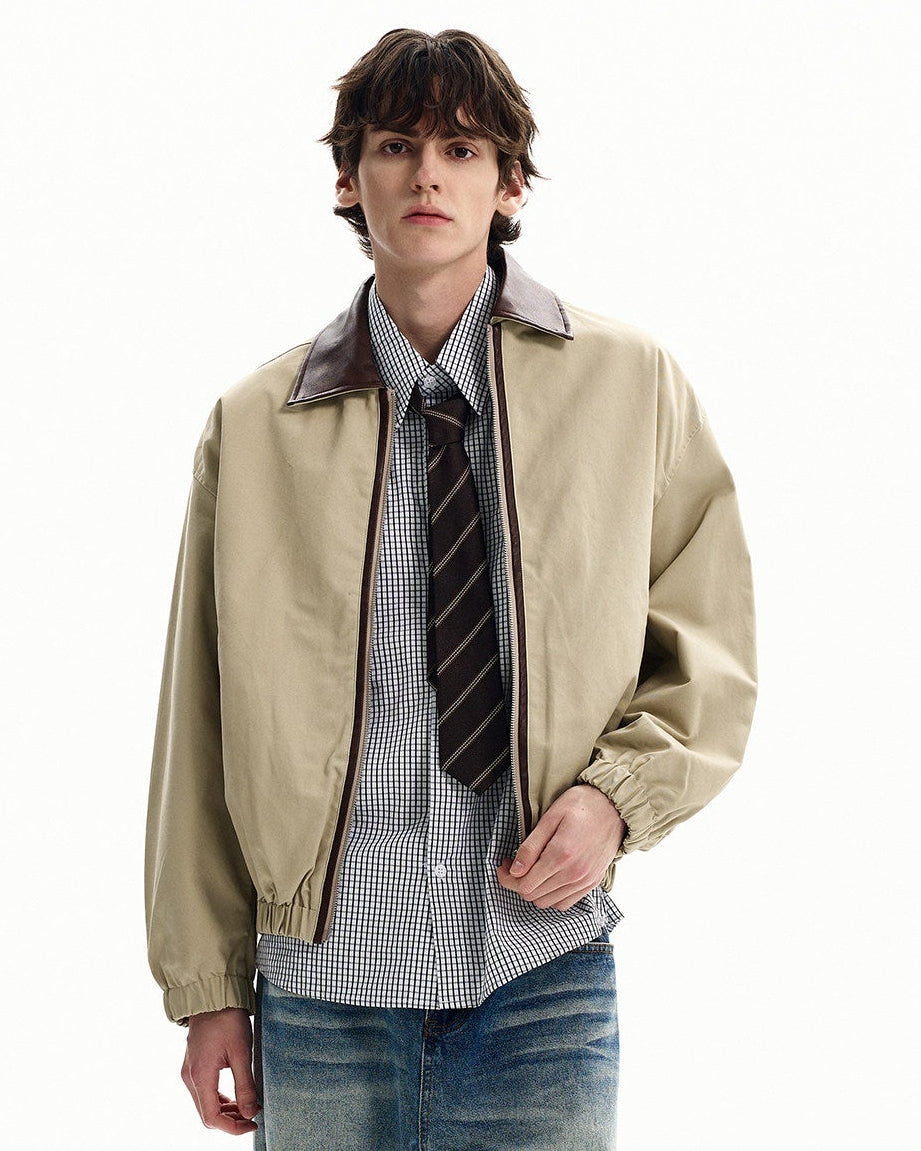 Cotton Twill Zip Harrington Jacket