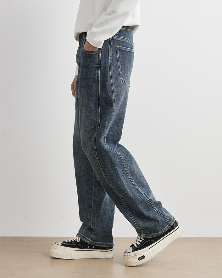 Dunkle Indigo-Vintage-Waschung Jeans mit weitem Bein