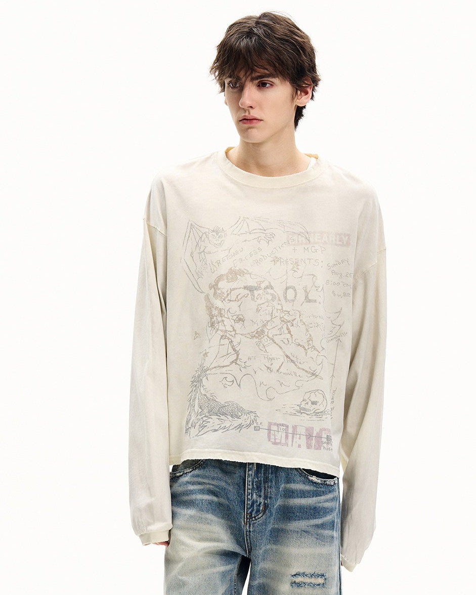 Lightweight Sketch Graphic Long Sleeve Tee