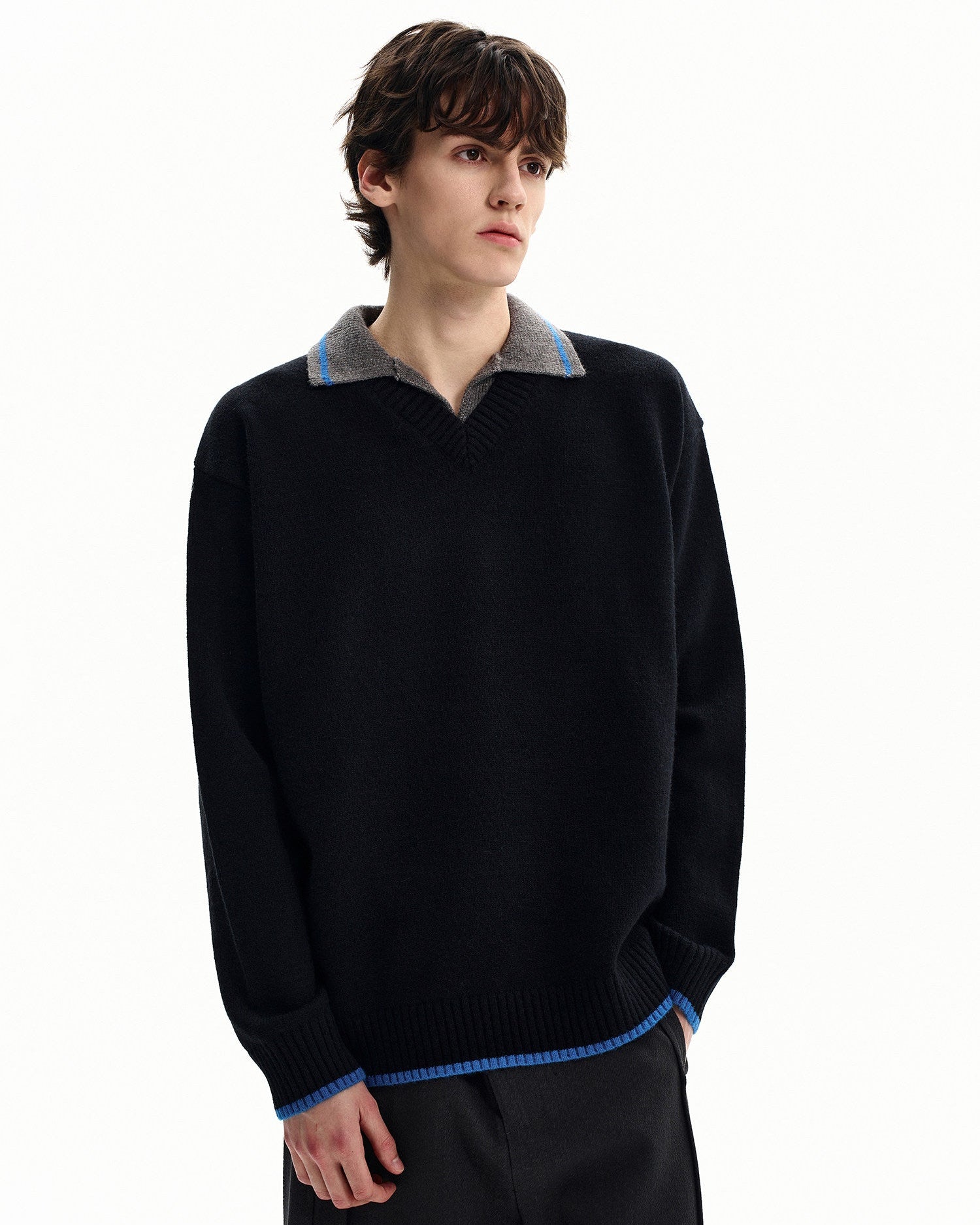 Contrast Collar Knit Sweater