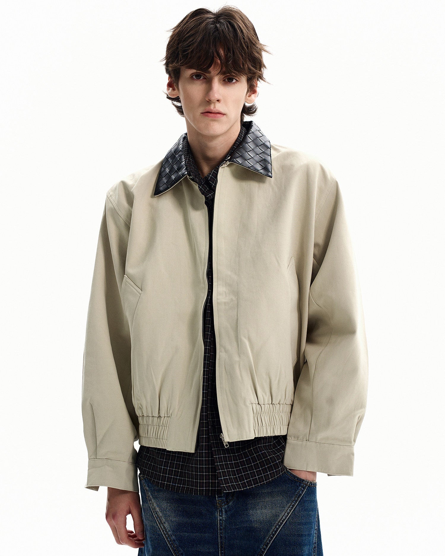 Quilted Collar Cotton Zip Jacket