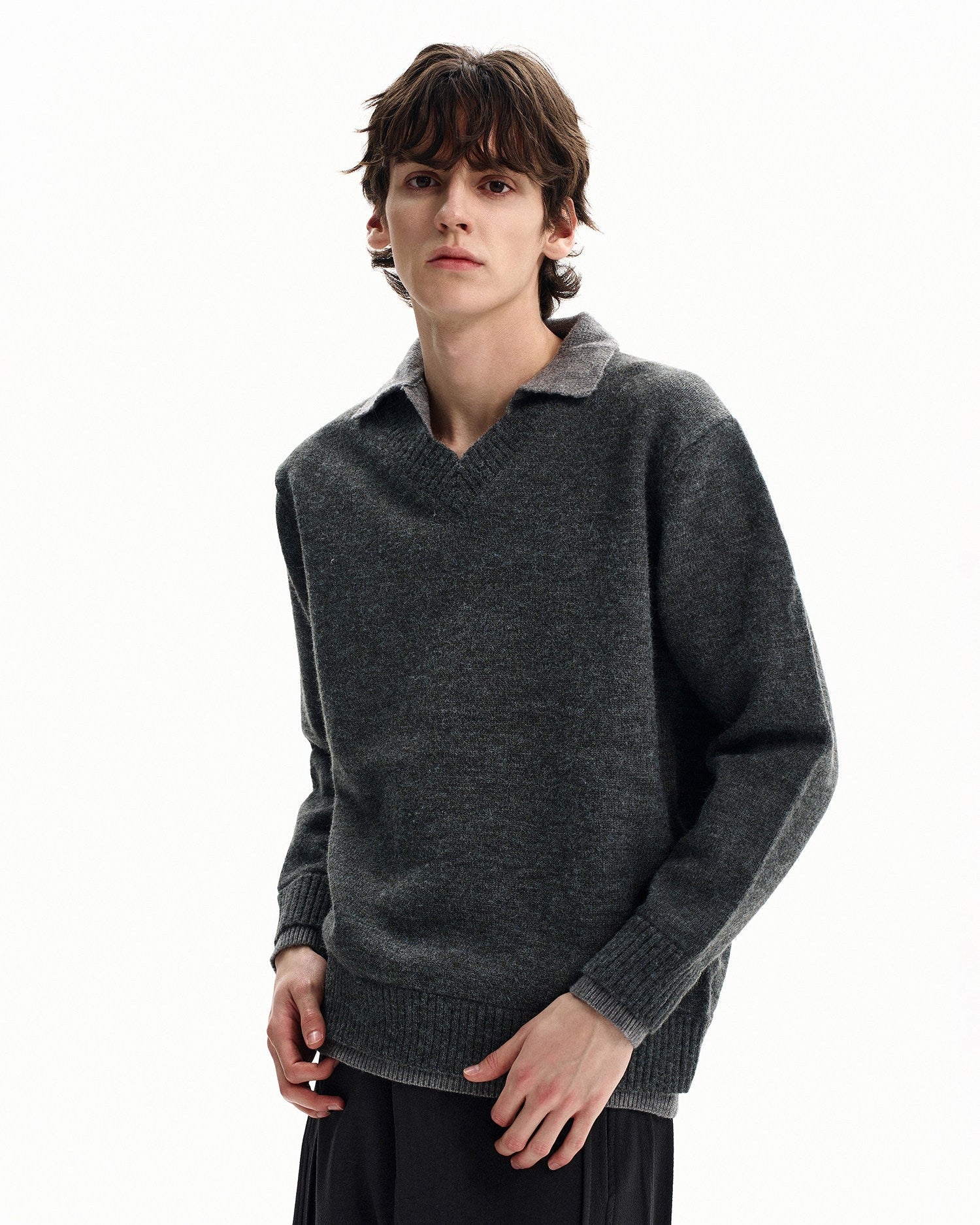 Merino Blend Knit Polo Sweater