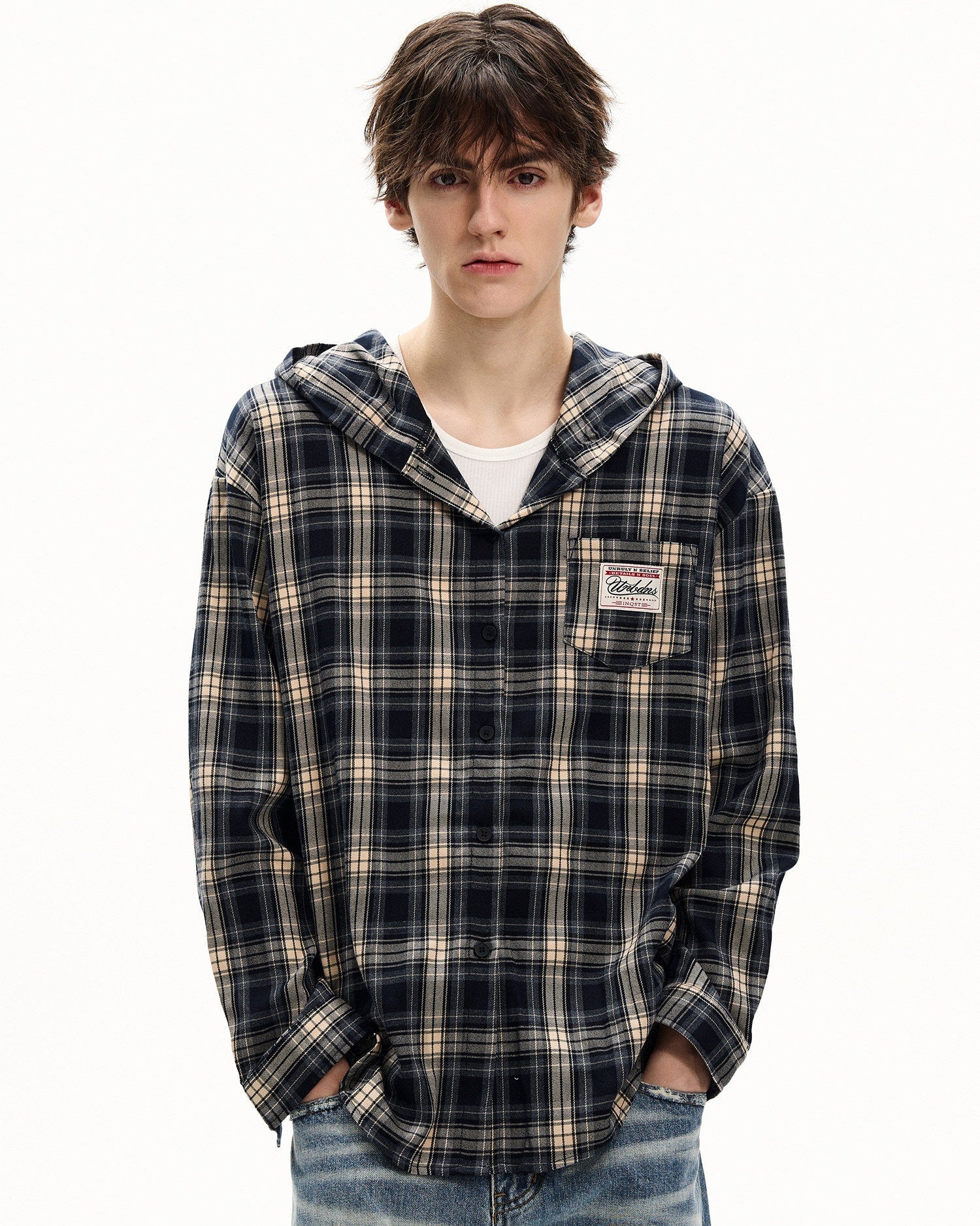 Plaid Cotton Hooded Flannel Cardigan