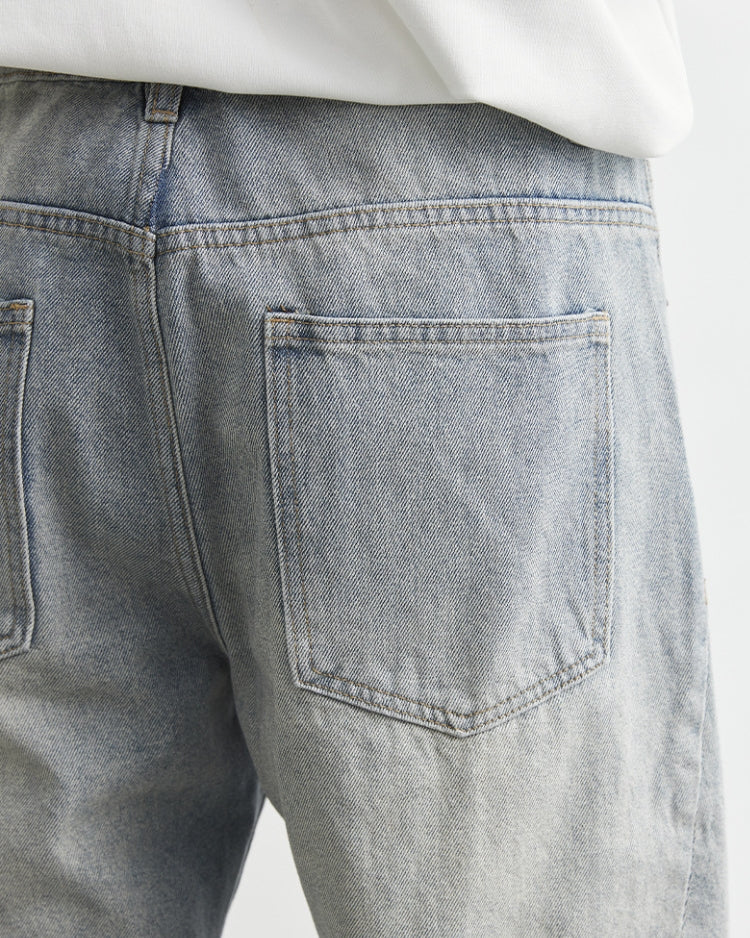 Gewaschene graue Loose Fit Jeans