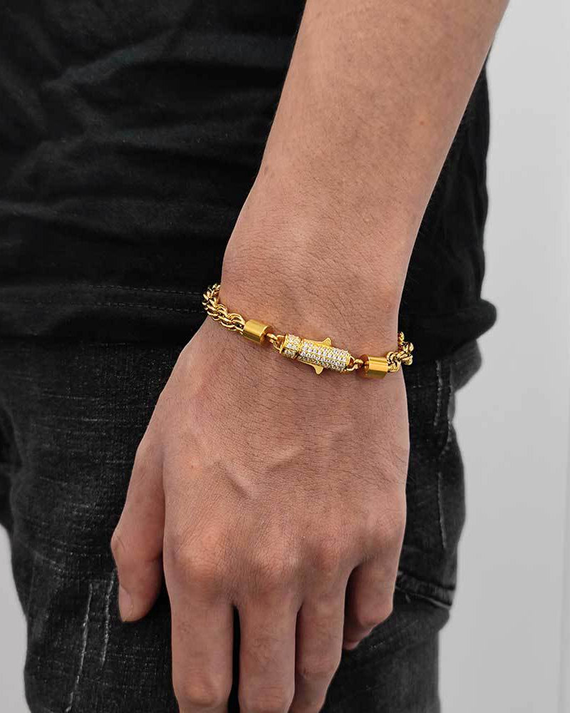 Iced Barrel Rope Bracelet