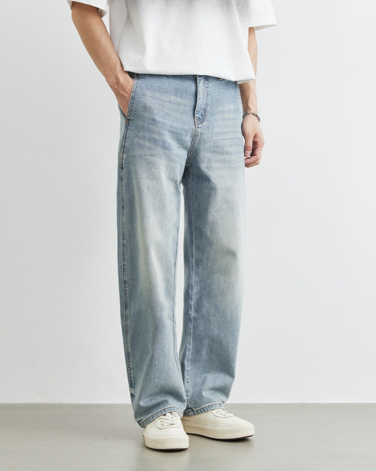 Entspannte Vintage-Waschung Jeans mit geradem Bein
