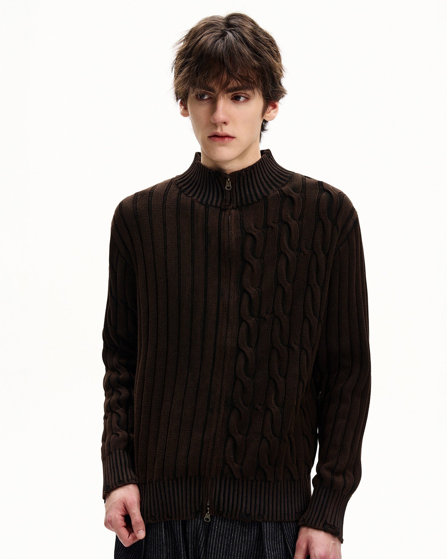 Cable Knit Zip Cardigan