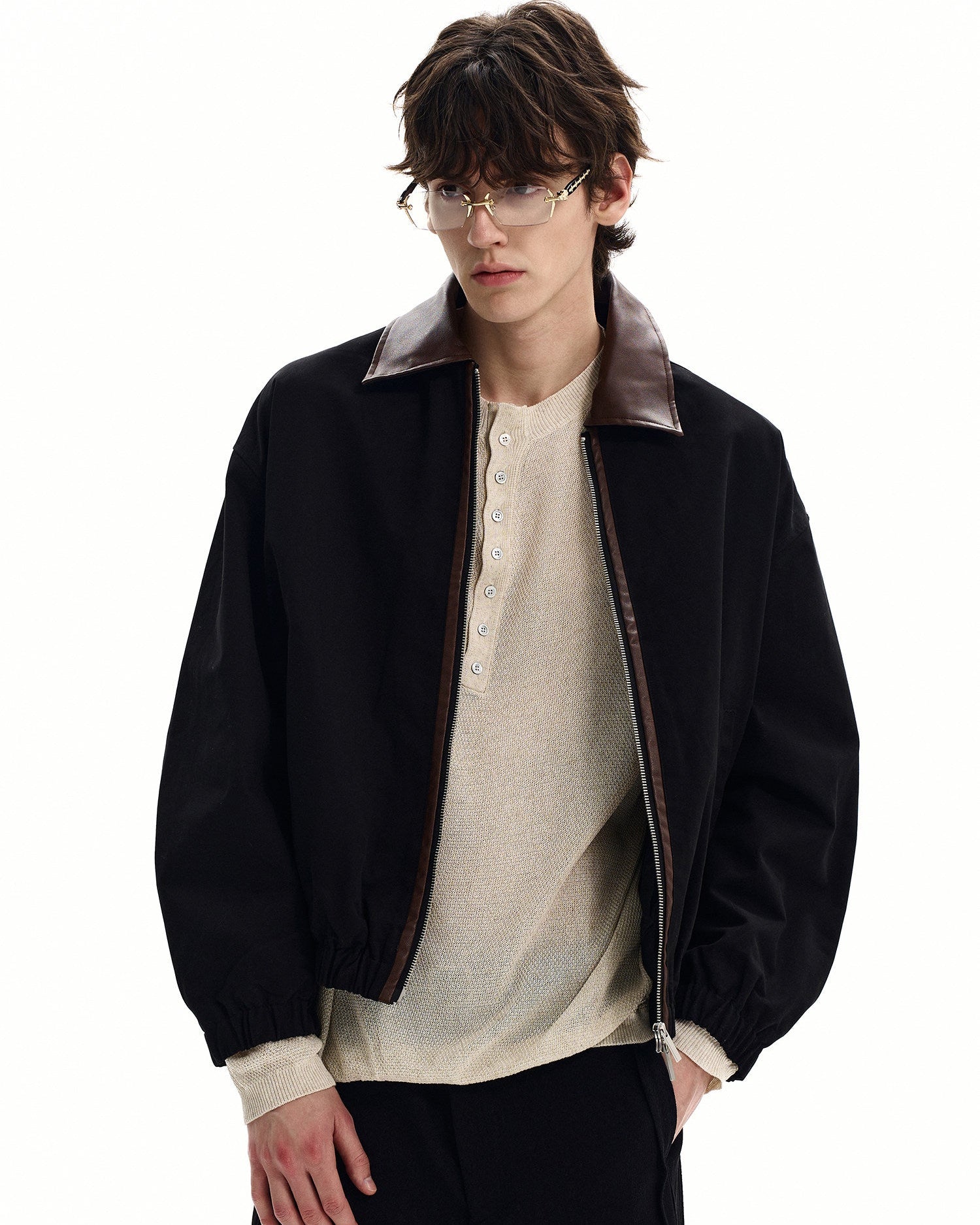 Cotton Twill Zip Harrington Jacket