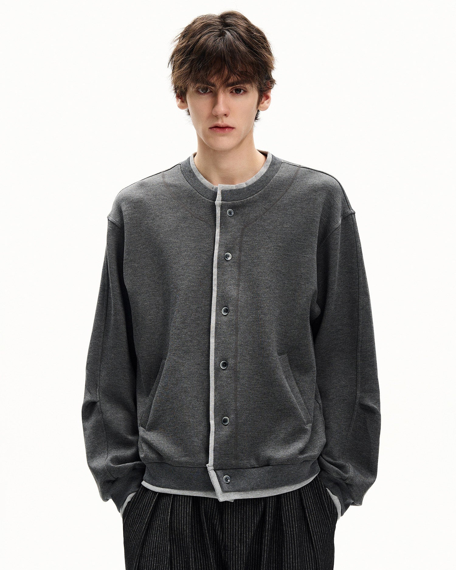 Interlock Button Front Sweater