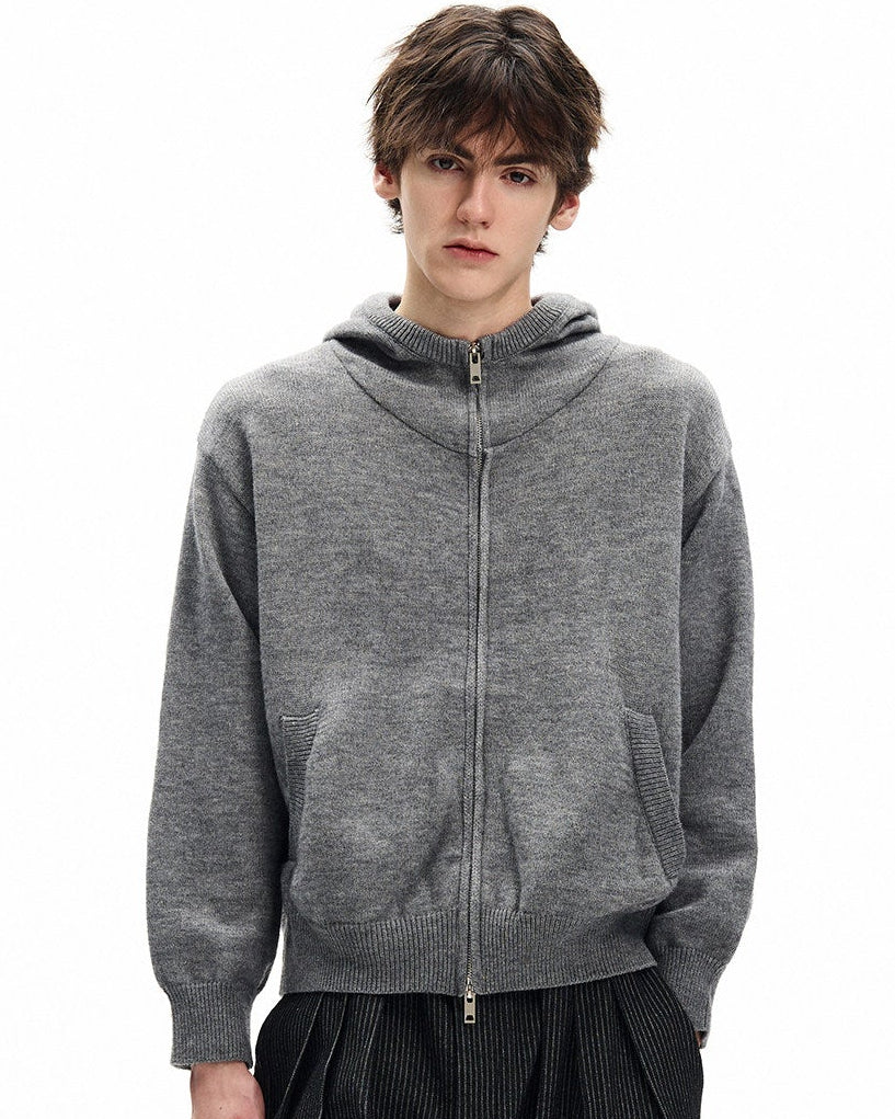 Hooded Knit Harrington Cardigan