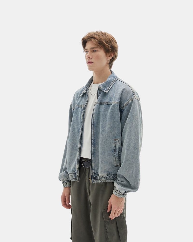 Bomberjacke aus gewaschenem Denim