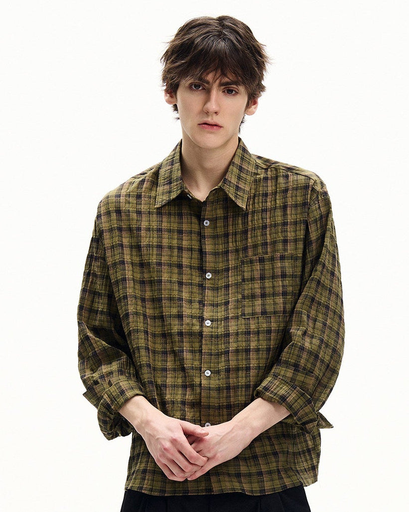 Brushed Plaid Cotton Shirt
