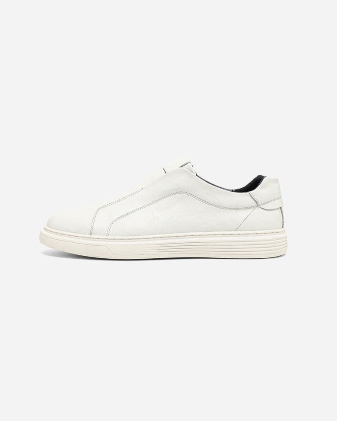Schnürlose Sneaker aus weißem Rindsleder
